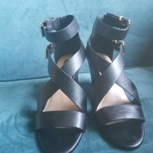 Black wedge sandals